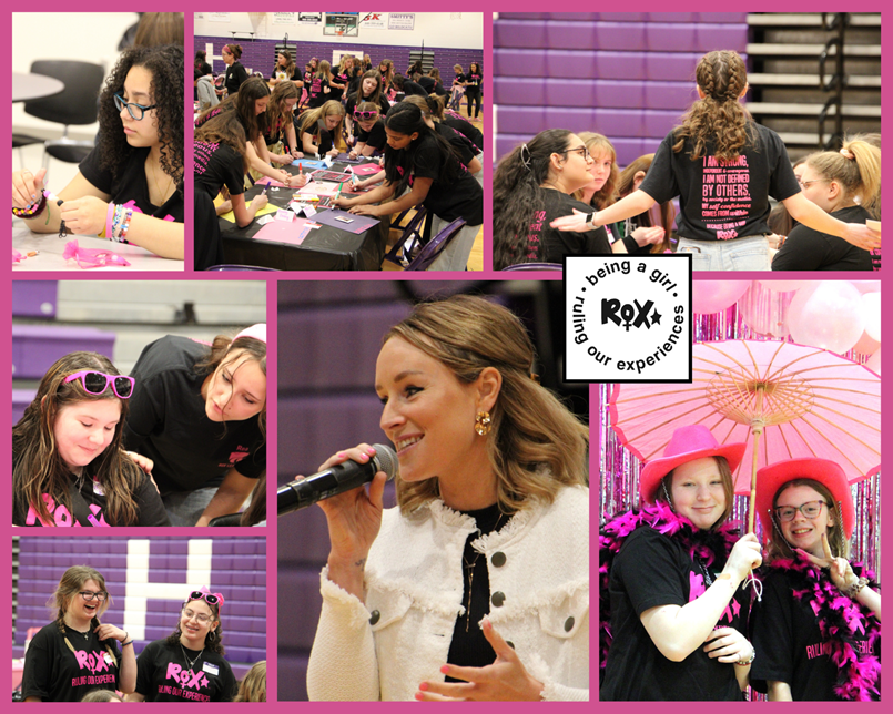 photo collage of girls with ROX on their shirts